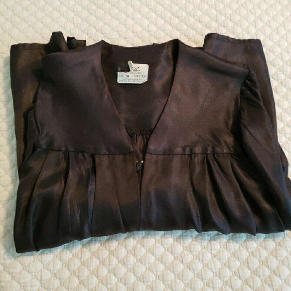 Masters Graduation Cap and Gown Laurel Jostens Size 58 Zip Up Black VTG 90s - Picture 13 of 16